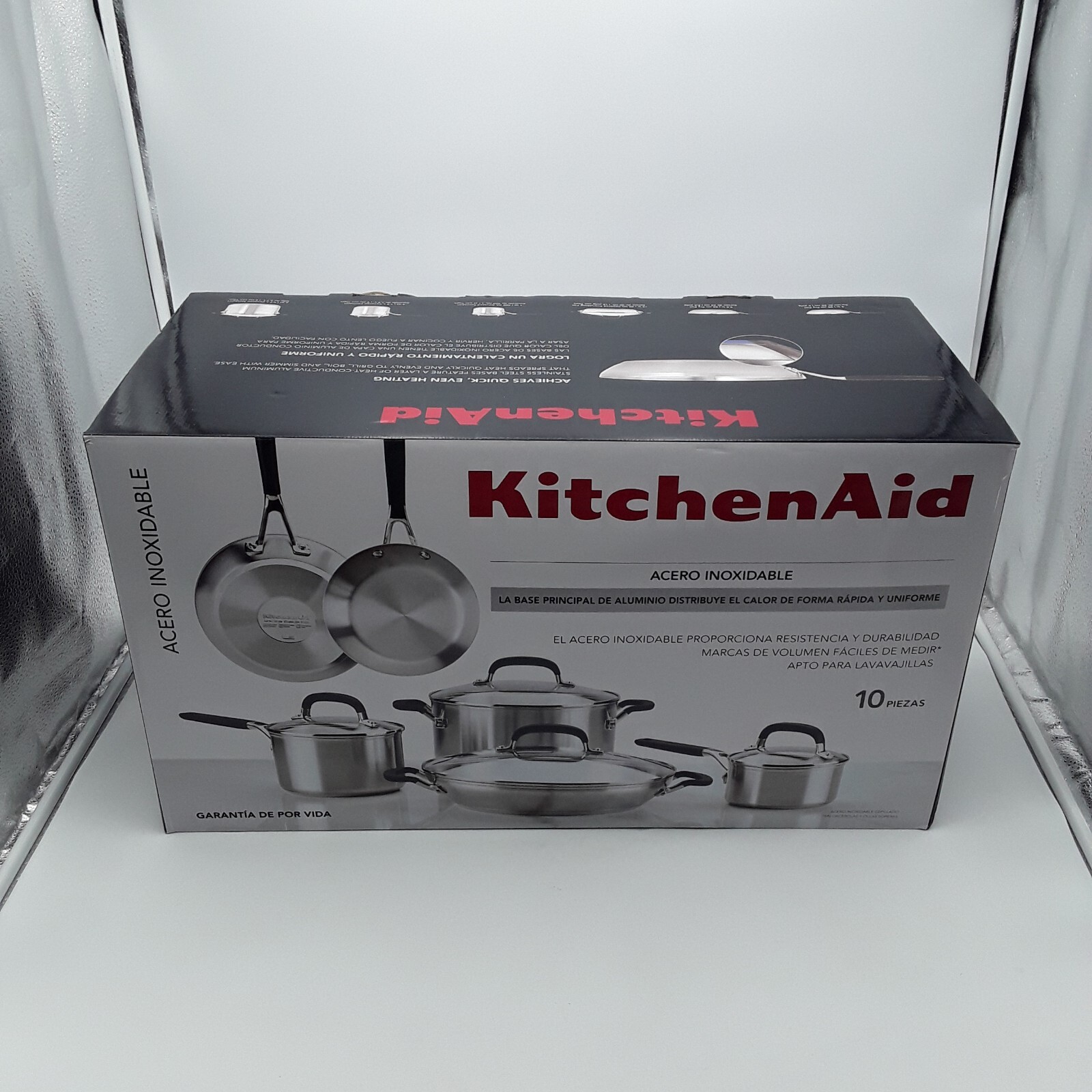 KitchenAid 10pc Stainless Steel Cookware Set Light Silver eBay