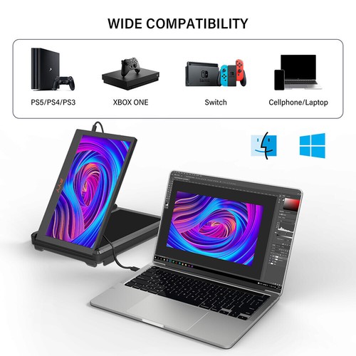 Dual tragbarer Monitor IPS dreifacher Bildschirm Extender für 13-17,3" Laptop Notebook UK - Bild 11 von 18