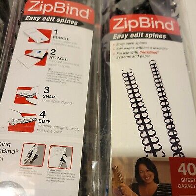 GBC ZipBind Easy Edit Spines Black 5/16" 10 pack #15032 1