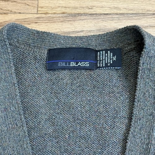 Men's Vintage Bill Blass Green Button Up Sweater Vest Size XL - Picture 5 of 10