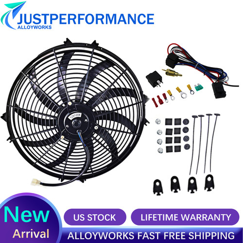 16" Inch 12V Radiator Electric Cooling Fan+Thermostat Relay Switch Kit Universal - Bild 2 von 14