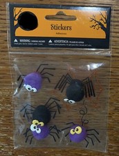 HALLOWEEN Spiders Webs Purple  Black W/ Eyes 3D Scrapbook Stickers Peel N Stick