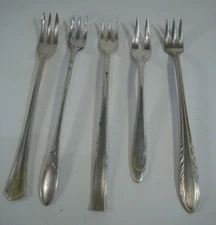 Mixed Lot of 5 Vintage Silver Plate Seafood Cocktail Forks