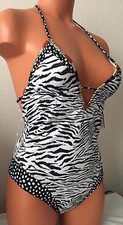 New Victoria's Secret Small Plunge Strappy Back one piece Halter Swim Suit 823