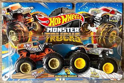 Hot Wheels Monster Trucks Die-Cast 2er-Pack 1:64, HW Safarie vs. Wild Streak NEU