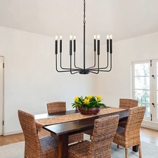 MRHYSWD Black Chandelier 8 Light Modern Farmhouse Chandelier Adjustable Heigh...