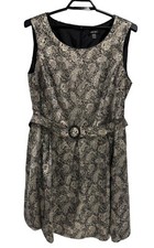 Nine West Women's Sleeveless Gold And Black Sparkly Asymmetrical Dress Size 20W