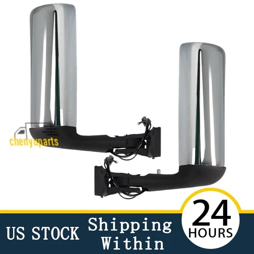 Pair Left & Right Chrome Heated Door Mirror For International Harvester LT LT625