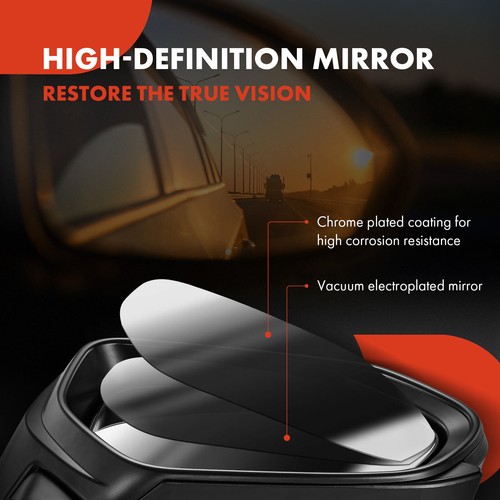 New 2Pcs Black Texture Power Heated Towing Mirror for Ram 1500 2019 2020-2022 - Picture 5 of 10