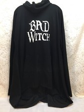 Black Cloak Cape Coat Long Hoodie BAD WITCH Graphic Women's Girls