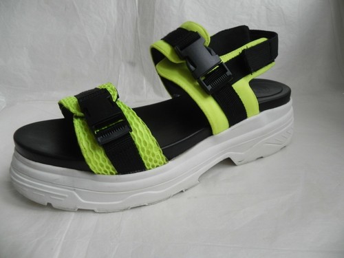 Urban Outfitters Sports Summer Wedge Chunky Sandals Black Lime Size 7 / 40 - Picture 4 of 8