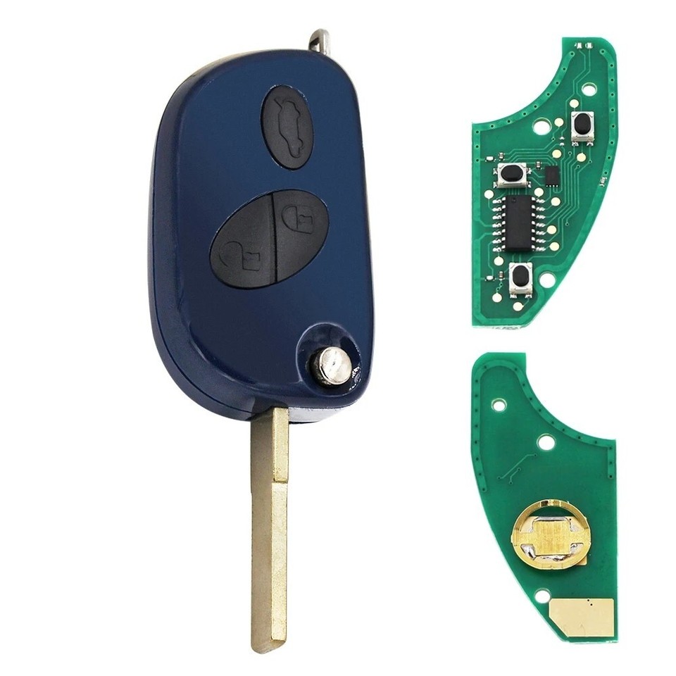 Guscio Chiave Di Ricambio Per Maserati Gran Turismo E Quattroporte 2005-2017 – Custodia Flip A 3 Pulsanti In Blu, Senza Elettronica