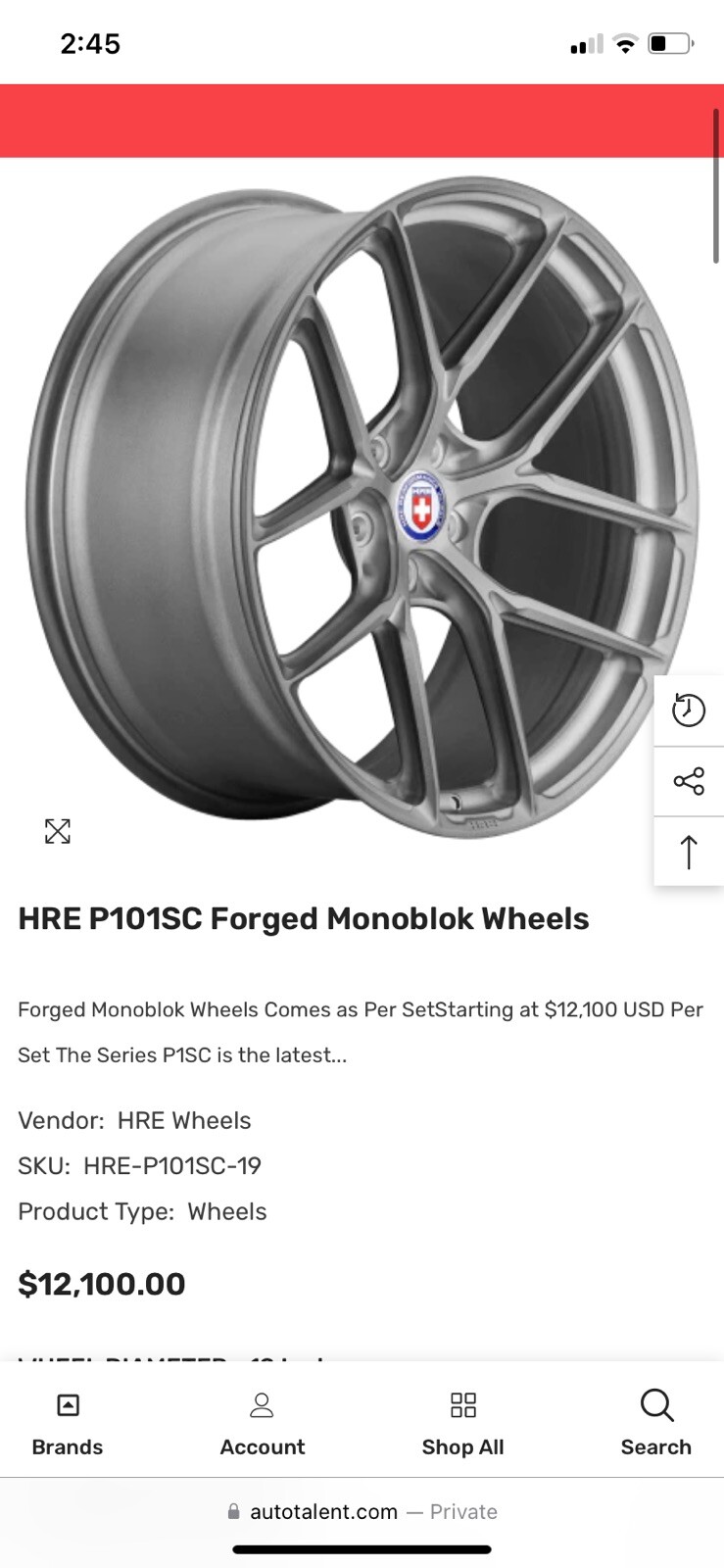 Hre P101 For Corvette, Ferrari, BMW, Mercedes, Camaro ETC.