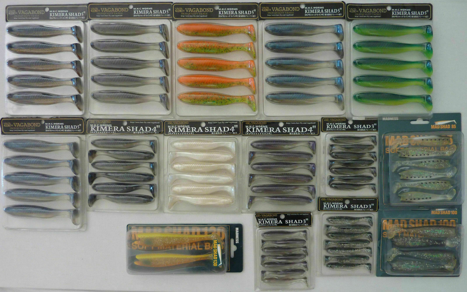 Shad de peche mer VAGABOND MADNESS SHAD lot de 15 packs de leurres souples