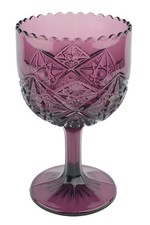 Amethyst Pressed Glass Stemmed Goblet Scalloped Rim Candy Dish 8"