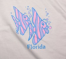 Vintage Florida Fish Tee Size XL slim Pink Shirt Made in USA 90s Single Stitch