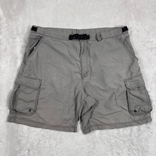 REI Cargo Shorts Mens Size Large Gray Elastic Waist Belted 100 Nylon UPF 50 