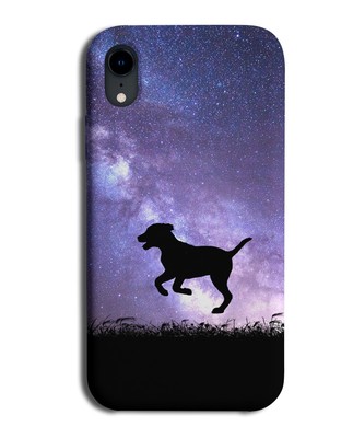 Hund Silhouette Handyhülle Abdeckung Hunde Welpe Galaxy Moon Universum i206