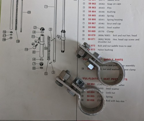 Schwinn 1968-73 Krate Stingray Bicycles Rear Strut Shock Clamps with Hardware - Picture 3 of 5