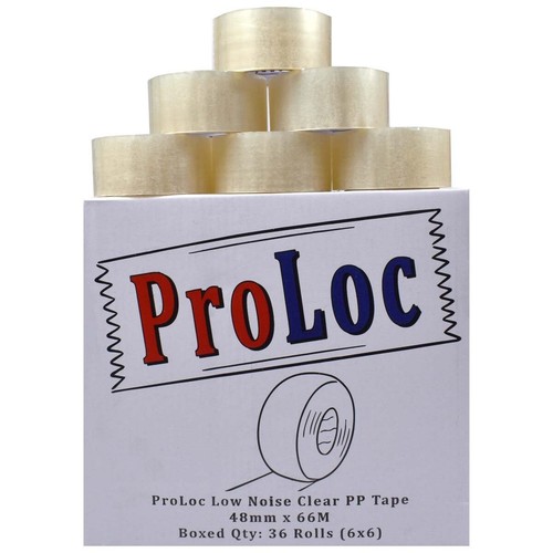 2 Rolls Of Pro-Loc Branded LOW NOISE Clear Packing Tape 48mm x 66M - Picture 4 of 7