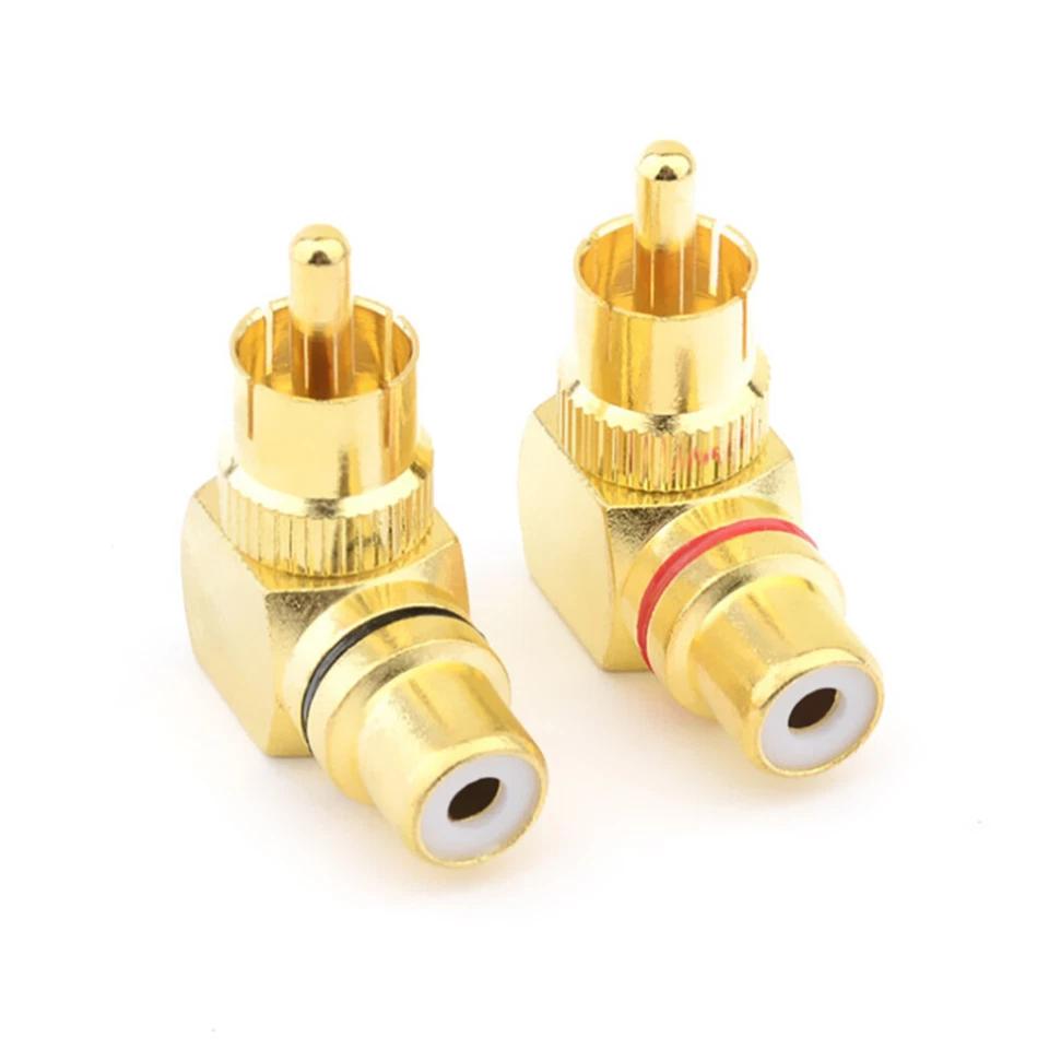 2*90 Degree RCA Phono Adapter Connector RCA Right Angle Male to Female Connector - Image 3 of 4