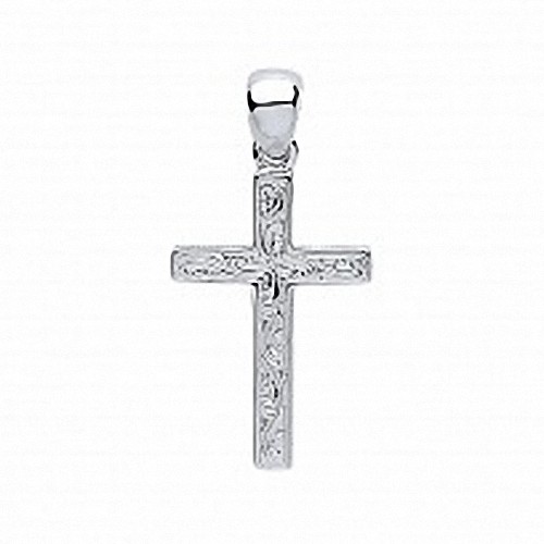 Silver Flat Engraved Cross Pendant 