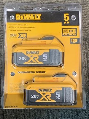DEWALT 20V MAX XR 20V Battery, 5.0-Ah, 2-Pack (DCB205-2)