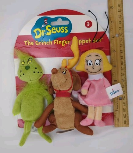 Dr. Seuss The Grinch Finger Puppet 3 Piece Set by Manhattan Toy Company NEW - Picture 3 of 3