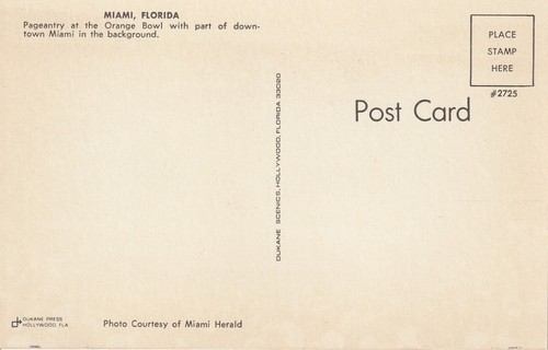 Orange Bowl Stadium Postcard - Former Home of the NFL Miami Dolphins - Afbeelding 2 van 2