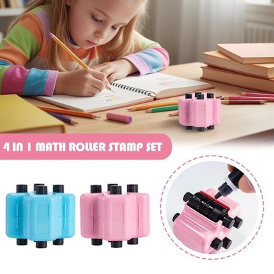 4 in 1 Math Roller Stamps-Addition Subtraction Multiplication Division Fast L0V1