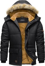 Men's Winter Jacket with Hood Water Repellent Windproof Thicken Parka Winter