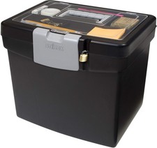 Translucent File Storage Box with Lid - Black 1-Pack for Organizing Documents