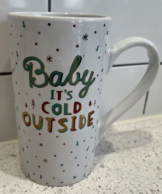 Baby Its Cold Outside Ceramic Mug 20 Oz White Red Green Gold W/Handle Micro Safe