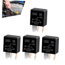 Automotive 12V Relay, 30A 5-Pin Starter Relay, Waterproof Multi 4PCS Black