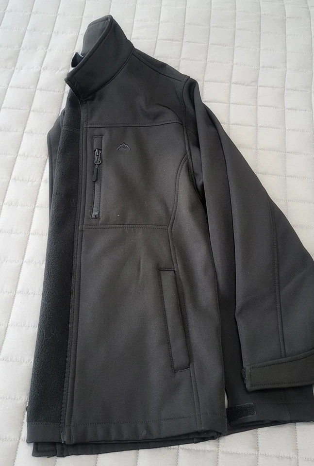 Boys' Lightweight Softshell Jacket Size 10-12 Black Zip Up - Image 2 of 4