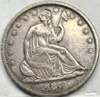 1871-S  SEATED LIBERTY  HALF DOLLAR, XF+, San Francisco Mint