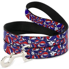 Dog Leash, 6 Feet Long, 0.5 Inch Wide, Steal Your Face, Red, White, Blue