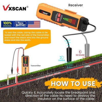 VXSCAN F04 Underground Cable Locator Wire Tracer with Earphone Cable Tester Tool