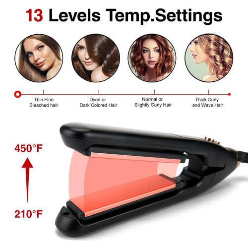 Mini Flat Iron Portable Hair Straightener, Straightener with 13 Adjustable Te... - Bild 6 von 7