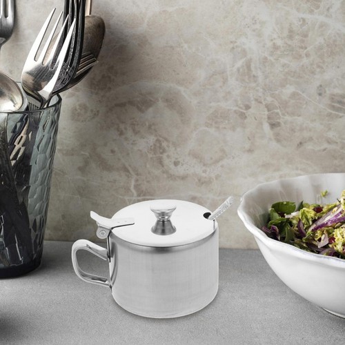 Salt Pepper Container Stainless Steel Spice Jars with Lid and Spoon Condiment - Picture 6 of 12