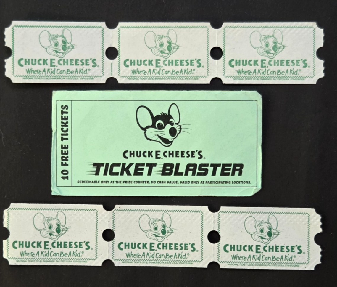 CHUCK E CHEESE TICKETS LOT- 3)625GT, 3)630GT, 1)TB 6 - TICKET