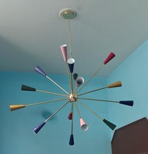 Brass Sputnik Chandelier: Mid Century Modern 16-Arm Pendant Light