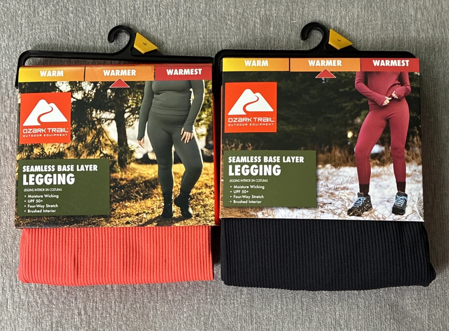 2x Ozark Trail Women’s Seamless Base Layer Leggings Size L Black Orange New
