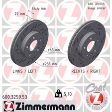 2x Zimmermann 600.3259.53 Bremsscheibe für SEAT VW SKODA AUDI IBIZA POLO A1 KJ1