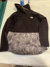The North Face Riit Pullover Womens Black Grey Fleece Cowl Neck - Size Large