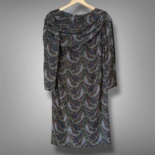 Louis Feraud Vintage 80s Silk Paisley Draped Dress Made in West Germany L