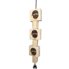 1402 Triple Santa Natural Chew Bird Toy for Large Parrots Holiday Wooden Blocks