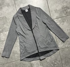 CAbi Drop Off Gray Full Zip Pin Stripe Knit Blazer Jacket High Low Career 5300 M
