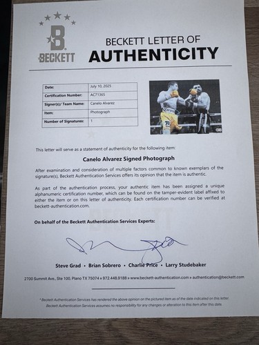 Boxing Saul Canelo Alvarez Signed 11x14 Photo Autograph COA BAS Beckett - Picture 4 of 4