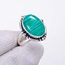 Green Malachite 925 Sterling Silver Jewelry Ring, Christmas Gift, Elegant Ring